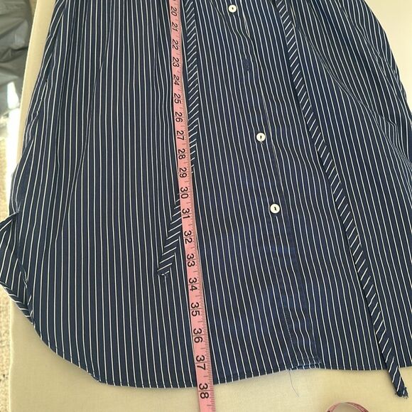 Zara Blue & White Striped Button Down Shirt Dress Side Pockets EUC Size S - Picture 10 of 12